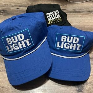 NWT Bud Light Blue and Black Baseball Caps- set of 3